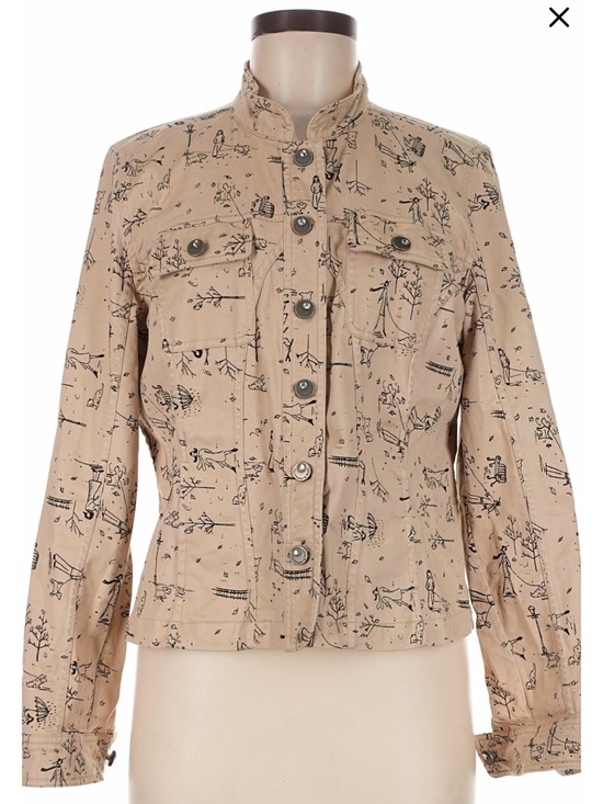 Christopher & Banks Jackets & Blazers - Christopher&Banks vintage Autumn Dog walk print lightweight denim stretch jacket